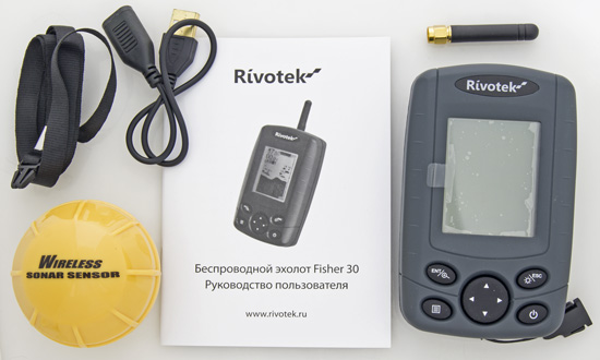 Комплектация эхолота Rivotek Fisher 30