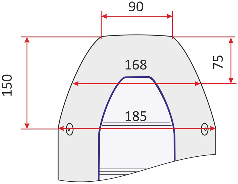 Стояночный тент на лодку HD  (185 х 290 см), серый - схема установки Стояночный тент на лодку HD  (185 х 290 см), серый - схема установки