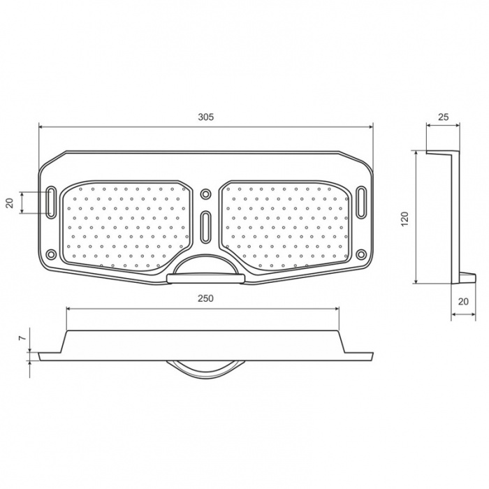 Накладка на транец регулируемая (металл) - размеры