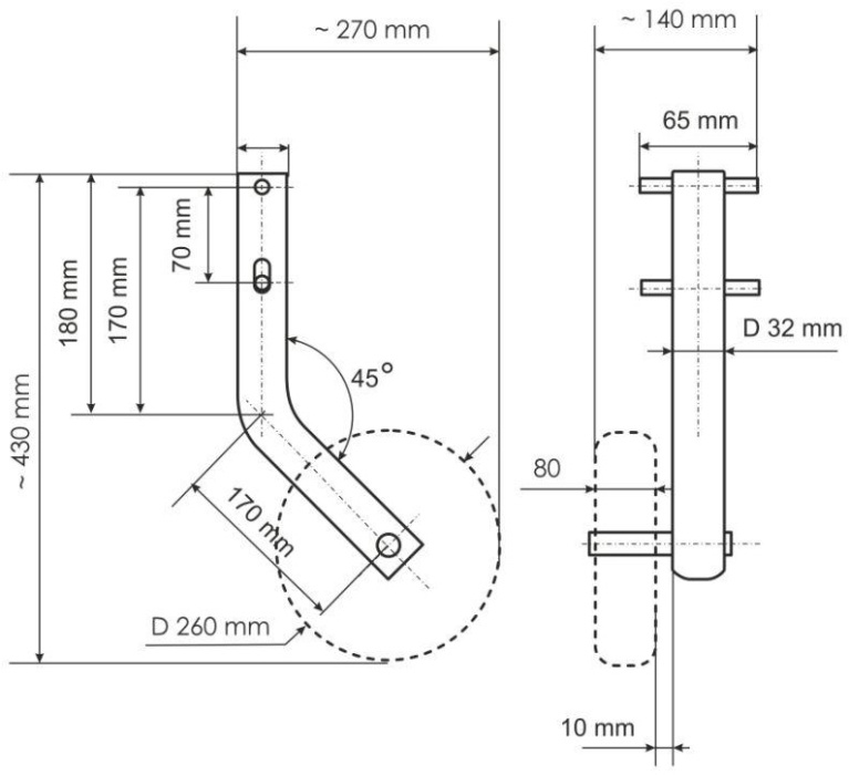 Транцевые колеса на лодку (110 - 140 kg) - размеры