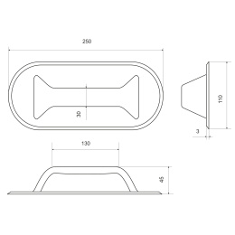 Ручка лодочная (овал) - размеры