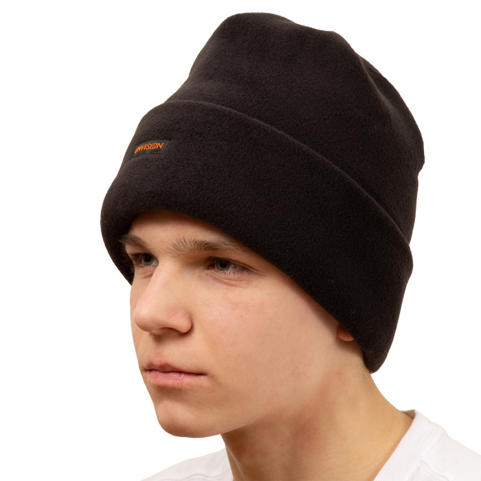 Флисовая шапка для рыбалки,черная - вид сбоку