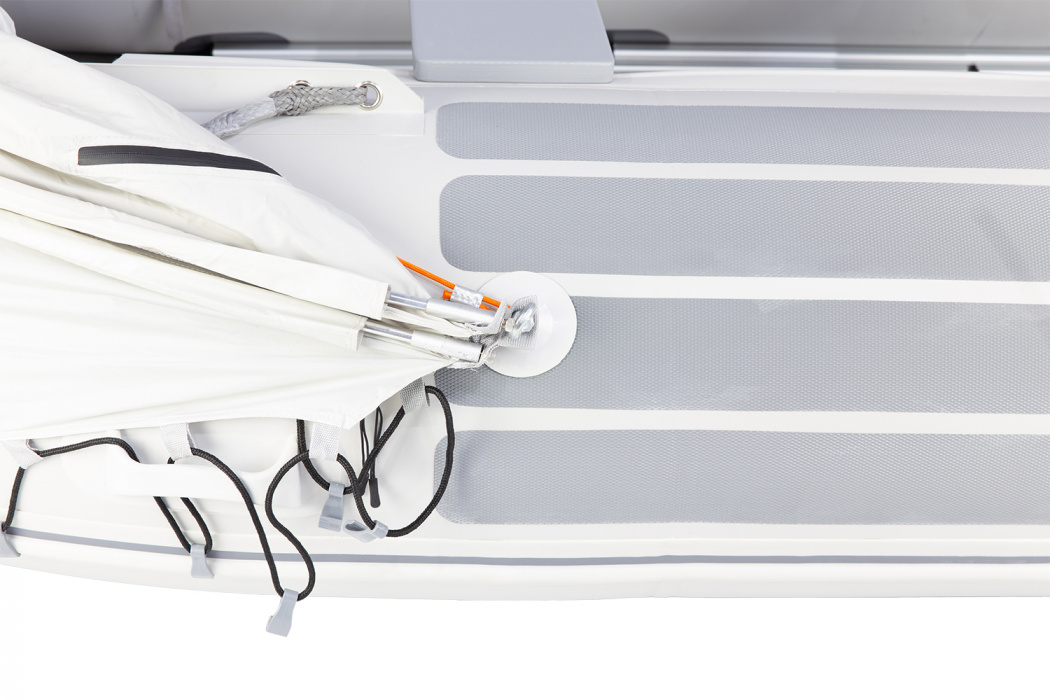 Стояночный тент на лодку HD  (185 х 290 см), серый - тент закреплен