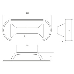 Ручка лодочная (овал) - размеры
