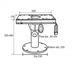 Опора для кресла регулируемая со слайдером, размеры.