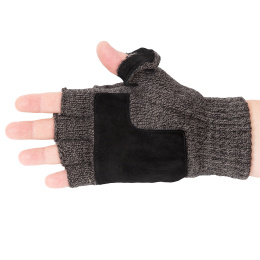 Перчатки с откидным верхом для рыбалки,темно-серые - ладонь на руке