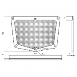Накладка на транец с проточкой (пластик) - размеры Накладка на транец с проточкой (пластик) - размеры