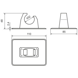Защелка весла 35 мм PVC - размеры