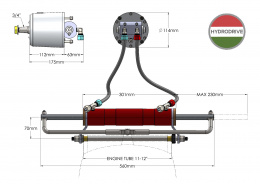 Схема с размерами компонентов гидравлического рулевого управления Hydrodrive для моторов до 350 л.с.