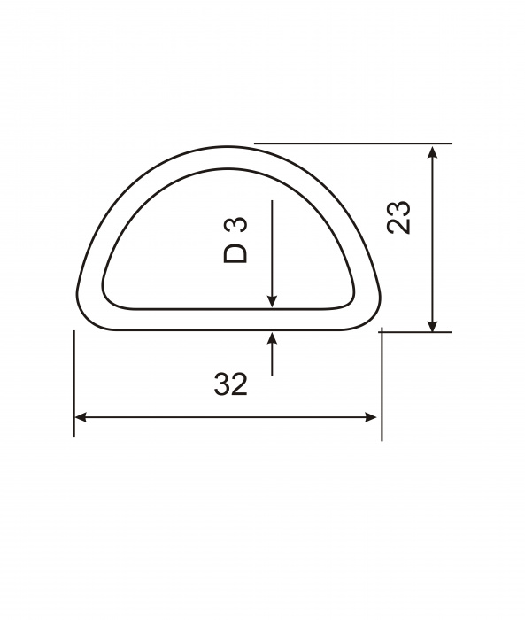 D-кольцо, сталь, 25 мм - размеры