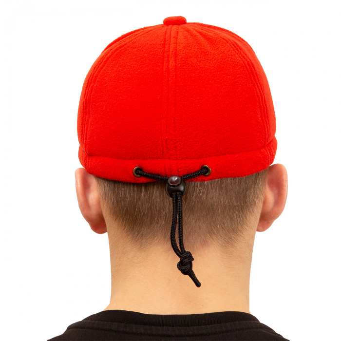 Кепка для рыбалки флисовая,красная - вид сзади