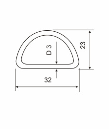 D-кольцо, сталь, 25 мм - размеры