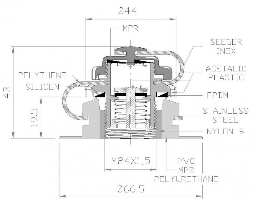 Стравливающий клапан VA-240 260/200 мбар - размеры