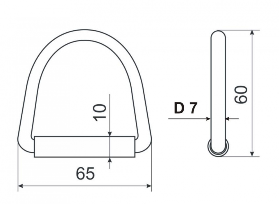 D-кольцо, сталь, 65 мм, со втулкой - размеры