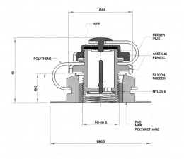 Установочная часть ПВХ воздушного клапана VA5/2 - размеры