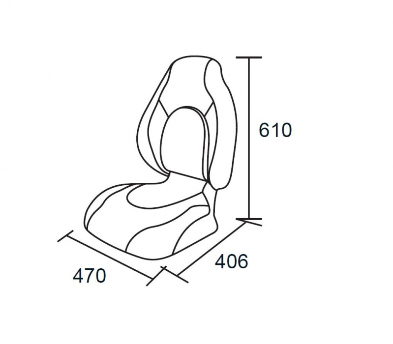 Поворотное кресло в лодку Premium Countured - размеры
