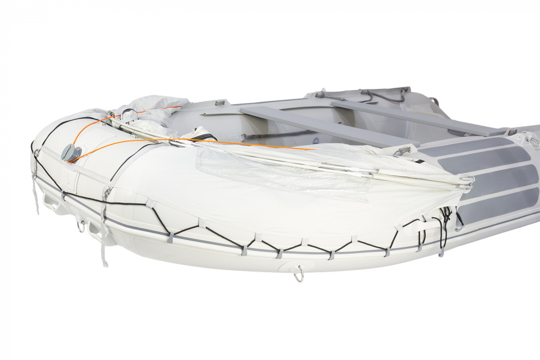 Стояночный тент на лодку HD  (185 х 290 см), серый - тент закреплен