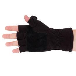 Перчатки с откидным верхом для рыбалки,черные - ладонь на руке