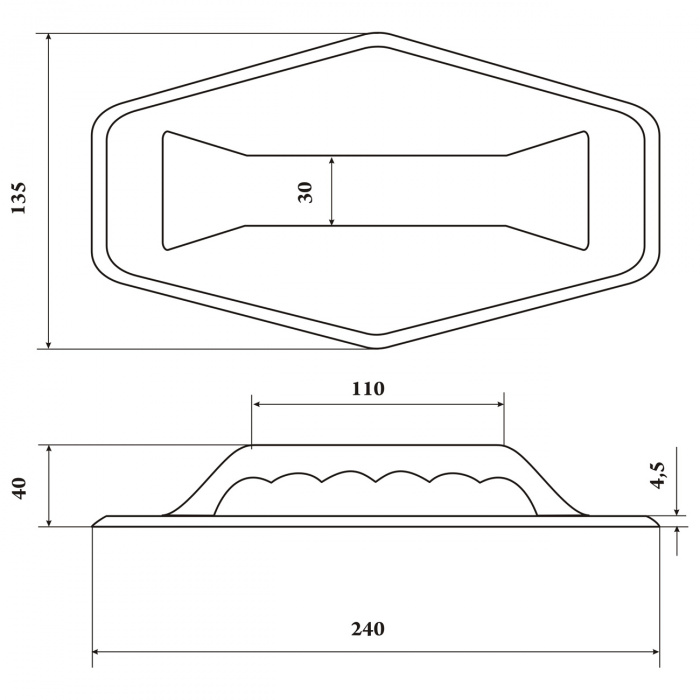 Ручка лодочная (шестиугольник) - размеры