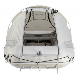 Стояночный тент на лодку HD  (185 х 290 см), серый - носовой вход открыт